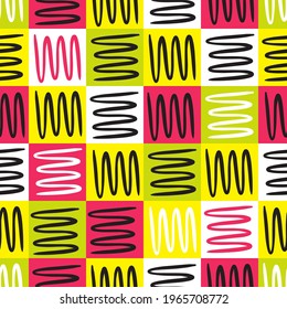 Seamless abstract pattern on colorful background. Modern design for fabric and paper, surface textures.
