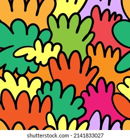 Seamless abstract pattern on colorful background. Vector doodle image. Graphic linear wallpaper.