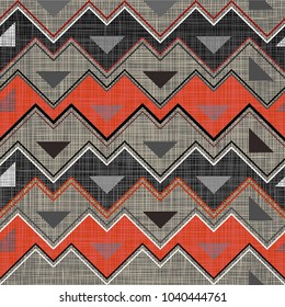 Seamless abstract pattern. A pattern on a gray texture background with red inserts can be used for ceramic tiles, wallpaper, linoleum, textiles, wrapping paper, web page background. Vector