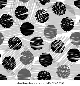 Seamless abstract pattern. On a light background, dark circles that look like skeins of thread. Vector illustration.