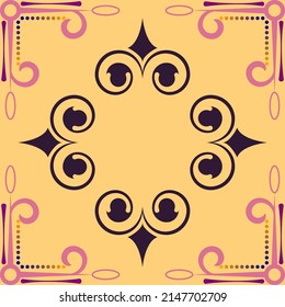  Seamless, abstract pattern on a plain background of colored elements in the Arabic style.