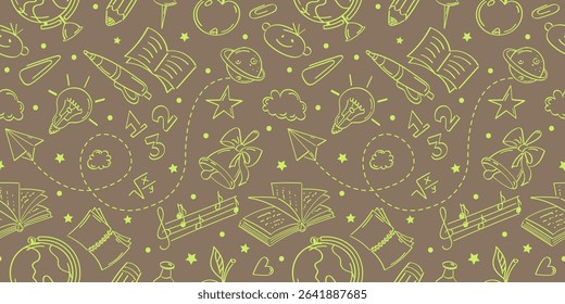 Seamless, abstract pattern on the theme of education. Ideal for covers, backgrounds, packaging.