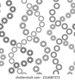 Seamless abstract pattern. On a white background, wavy vertical lines consisting of various rings. Print for textiles. Vector illustration.