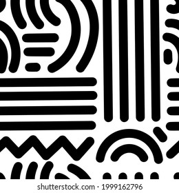 Seamless abstract pattern on white background. Vector wallpaper.  Graphic contour striped ornament.