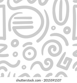 Seamless abstract pattern on white background. Vector doodle image. Graphic geometric ornament. Lineart doodle wallpaper.