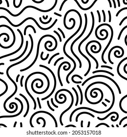 Seamless abstract pattern on white background. Vector doodle image. Graphic linear wallpaper.