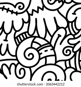Seamless abstract pattern on white background. Vector doodle image. Graphic linear wallpaper.