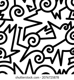 Seamless abstract pattern on white background. Vector doodle image. Graphic linear wallpaper.