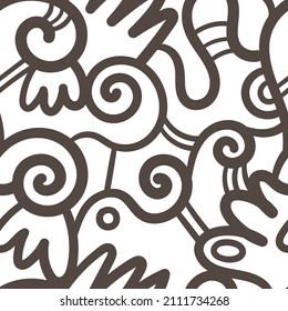 Seamless abstract pattern on white background. Vector doodle image. Graphic linear wallpaper.