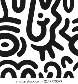 Seamless abstract pattern on white background. Vector doodle image. Graphic linear wallpaper.