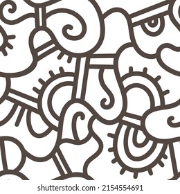 Seamless abstract pattern on white background. Vector doodle image. Graphic linear wallpaper.