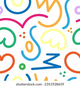 Seamless abstract pattern on white background. Vector doodle image. Graphic geometric ornament. Lineart doodle wallpaper.