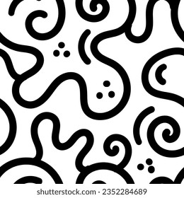 Seamless abstract pattern on white background. Vector doodle image. Graphic linear wallpaper.