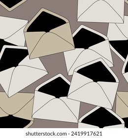 Seamless abstract pattern with open paper envelopes. 