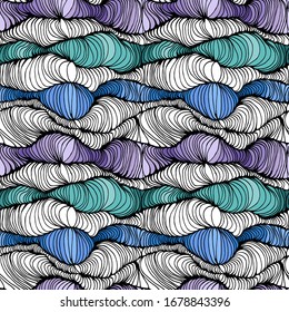 Seamless abstract pattern. Optical abstract waves, 3d effect vector background. 