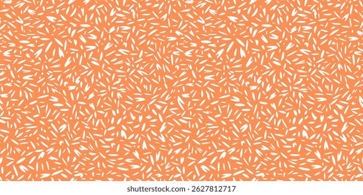 Seamless abstract pattern with orange background and scattered white organic strokes. Plain minimalist print for fabric, gift wrapping, stationery, home decor, and modern digital designs.
