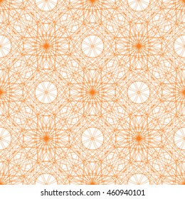 Seamless abstract pattern with orange guilloche ornament on white (transparent) background. Vector illustration eps