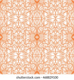Seamless abstract pattern with orange guilloche ornament isolated on white (transparent) background. Vector illustration eps