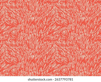 Seamless abstract pattern with organic fur-like texture or zebra stripes in bright orange tones. Print for textiles, wallpaper, packaging, nature-inspired background in modern designs, stylish 