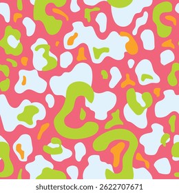 Patrón abstracto sin fisuras con Formas orgánicas en colores neón y pastel. Textura moderna del Vector para la moda, la tela, el papel de embalaje y la marca.