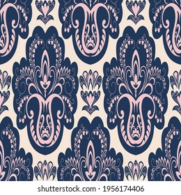 Seamless abstract pattern in oriental style. Traditional floral print for textiles and paper. Vector illustration.