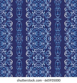 Seamless abstract pattern in Oriental style. Repeated oriental motif for fabric or paper design. Vector illustration.