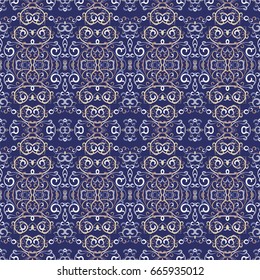 Seamless abstract pattern in Oriental style. Repeated oriental motif for fabric or paper design. Vector illustration.