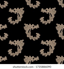 Seamless abstract pattern with ornate scrolls. Mexican Native American motif of Maya Indians.