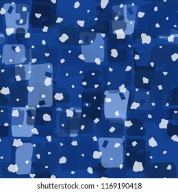 Seamless abstract pattern painted in colors of winter landscape.
In the foreground of the picture is a symbolic snowfall.