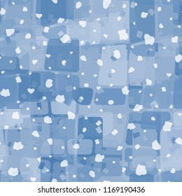 Seamless abstract pattern painted in colors of winter landscape.
In the foreground of the picture is a symbolic snowfall.