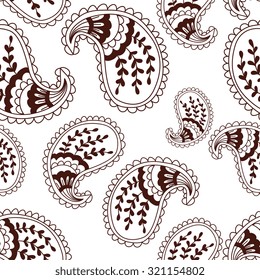 Seamless abstract pattern with paisley. Can be used for wallpaper, pattern fills, web background, textile. Henna style. 