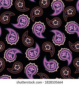 Seamless abstract pattern in paisley style. Traditional ethnic print for textiles and paper. Vector illustration.