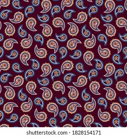 Patrón abstracto impecable en estilo paisley. Impresión étnica tradicional para textiles y papel. Ilustración vectorial.