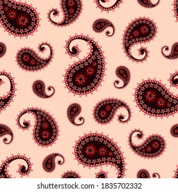 Seamless abstract pattern in paisley style. Ethnic print for textiles and paper. Vector illustration.