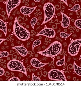 Seamless abstract pattern in paisley style. Traditional ethnic print for textiles and paper. Vector illustration.
