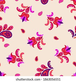 Patrón abstracto impecable en estilo paisley. Impresión étnica tradicional para textiles y papel. Ilustración vectorial.