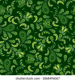 Seamless abstract pattern in paisley style. Traditional print for textiles and paper. Vector illustration.