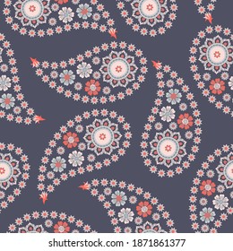 Patrón abstracto impecable en estilo paisley. Impresión tradicional para textiles y papel. Ilustración vectorial.