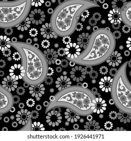 Seamless abstract pattern in paisley style. Traditional ethnic print for textiles and paper. Vector illustration.