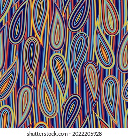 Patrón abstracto impecable en estilo paisley. Impresión vertical tachada para textiles y papel. Ilustración vectorial.