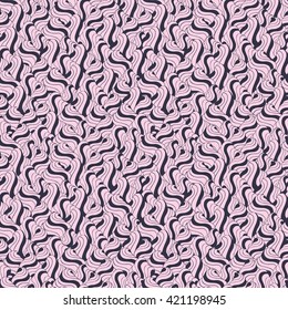 Seamless abstract pattern in pale magenta and dark brown colors. Vector illustration.

