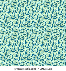 Seamless abstract pattern in pale pistachio and cerulean blue colors. Vector illustration.
