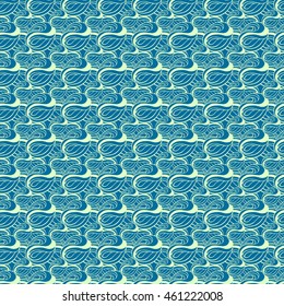 Seamless abstract pattern in pale pistachio and cerulean blue colors. Vector illustration.