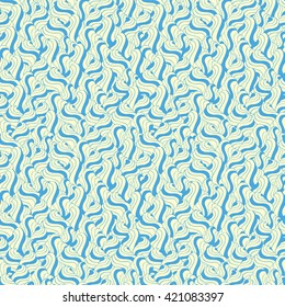Seamless abstract pattern in pale yellow and light blue colors. Vector illustration.