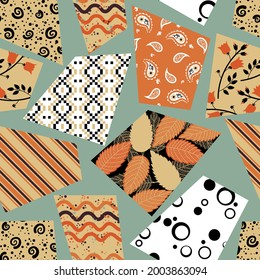 Seamless abstract pattern in patchwork style. Ethnic print for textiles and paper. Vector illustration.