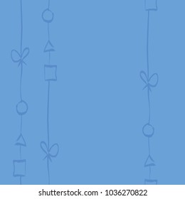 Seamless abstract pattern from pendants with bows, circles, triangles, squares.