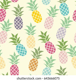 Seamless abstract pattern with pineapples. Vector pattern