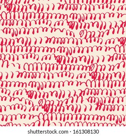 Seamless abstract pattern with pink curly lines. Vector illustration