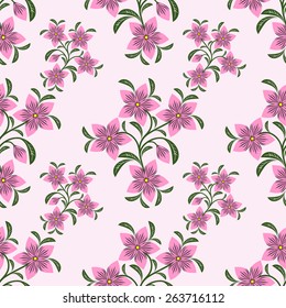 Seamless abstract Pattern with pink Flowers