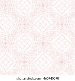 Seamless abstract pattern with pink guilloche ornament on white (transparent) background. Vector illustration eps
